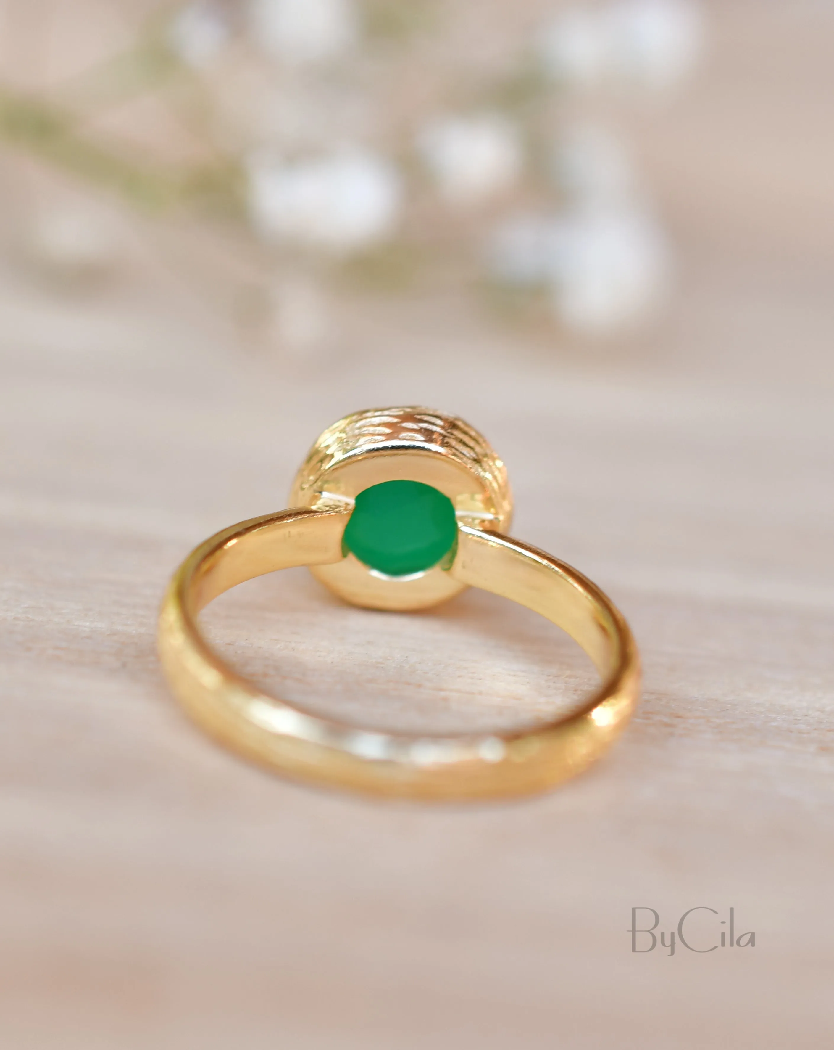 Leticia Ring * Green Onyx * Gold Plated 18k * SBJR115