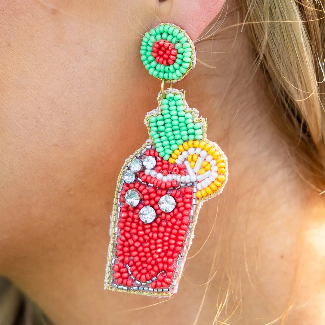 Let's Grab A Drink Earrings, Red