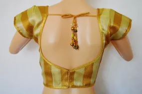 Light & Dark Gold Brocade Blouse Size 34