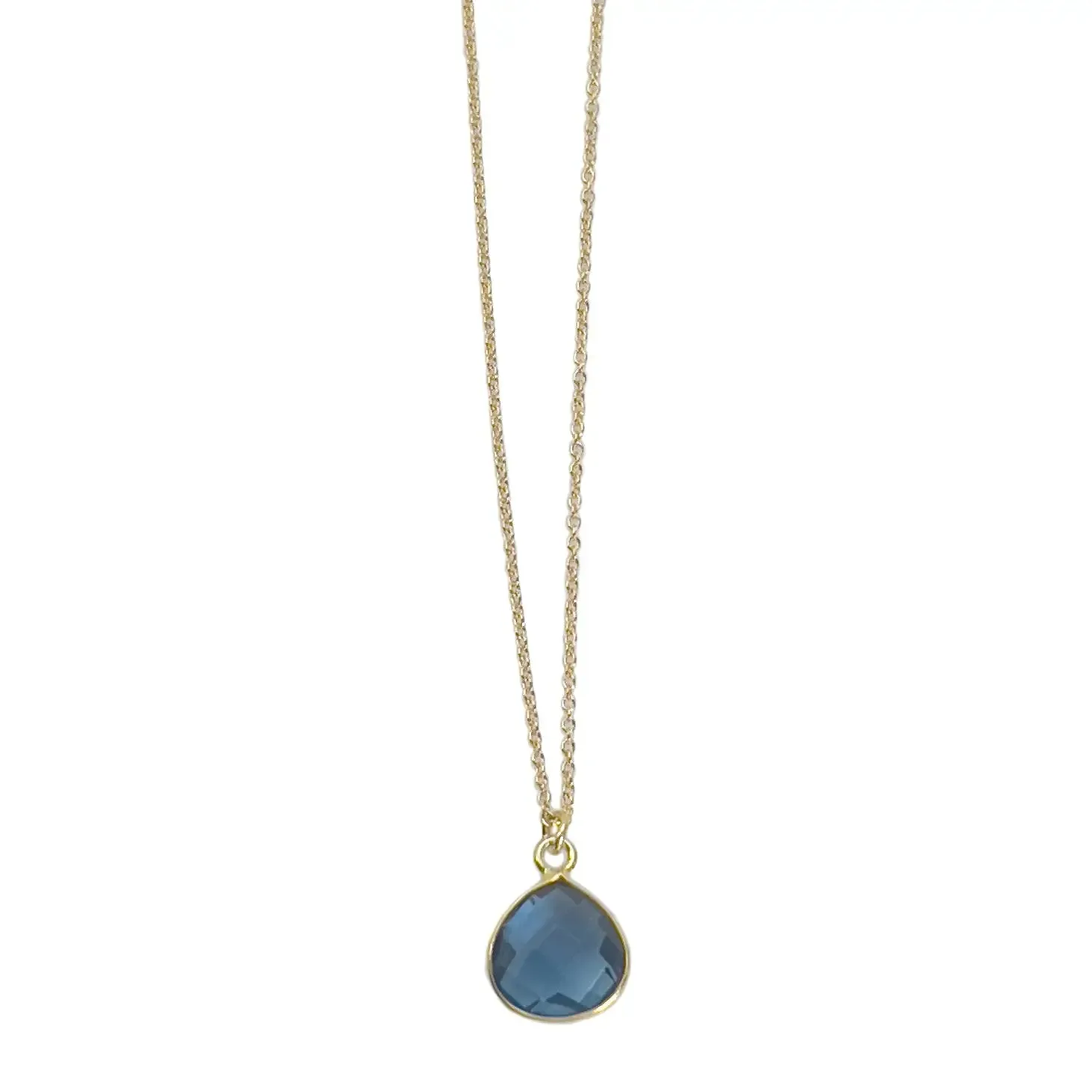 London Blue Quartz Necklace in Gold Vermiel