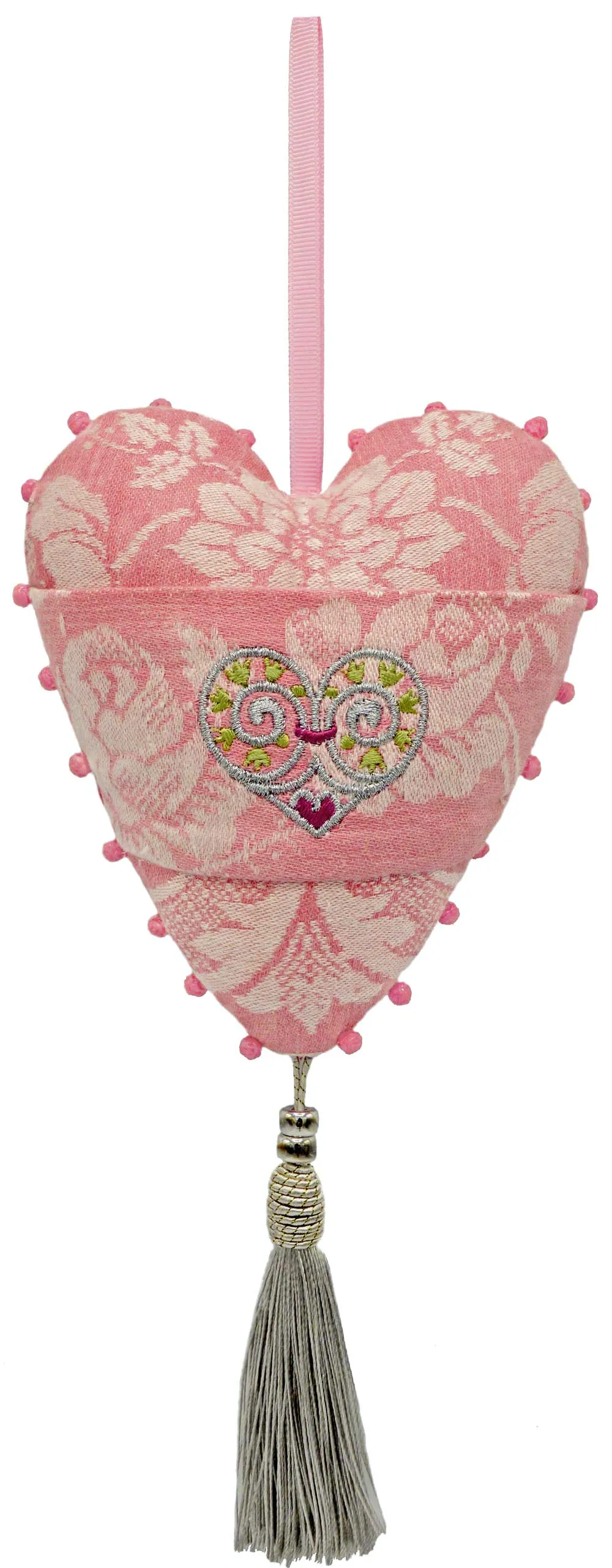 Love is Enough - Love Heart Charm on vintage brocade