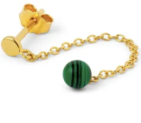 LULU COPENHAGEN Gold Plated Natural Stone Chain Green 1 piece