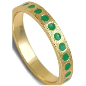 LULU COPENHAGEN Pattern Ring Gold Plated Light Green: Ring size 57