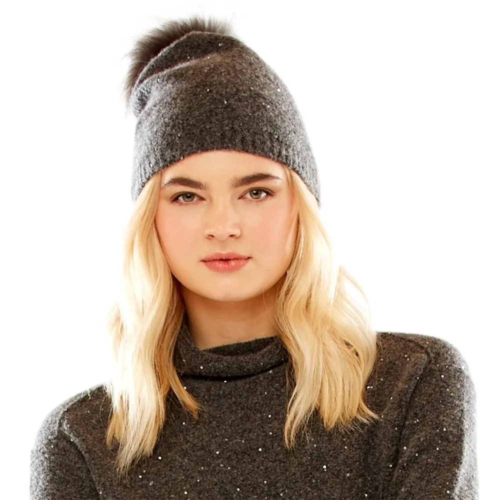 M. Miller Cashstar Hat with Real Fur Pom (Women's)