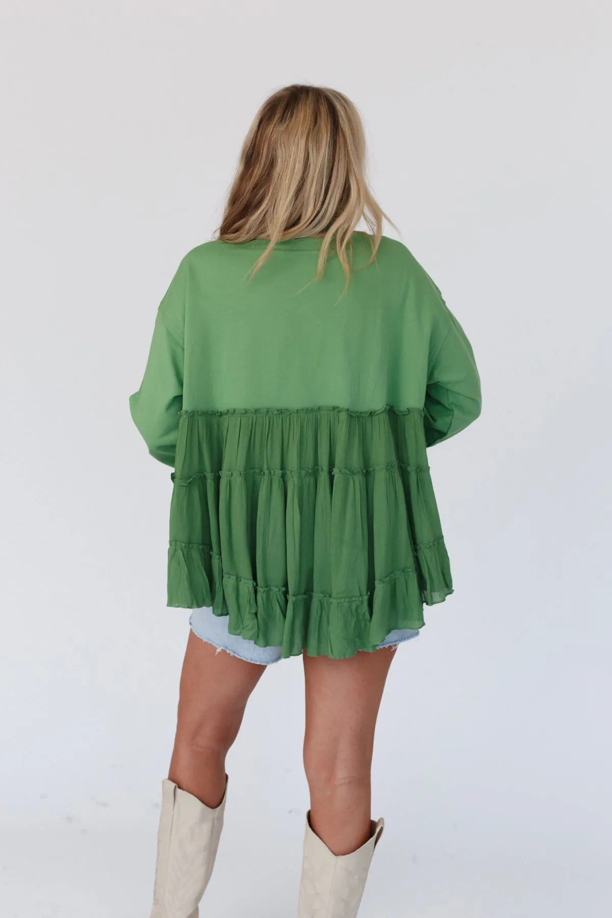 Madeira Tiered Babydoll Top - Green