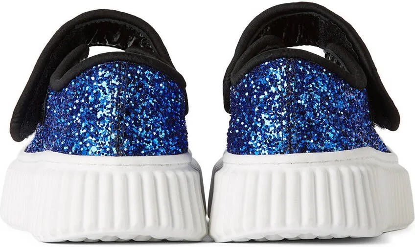 Marni Kids Black & Blue Glitter Velcro Sneakers