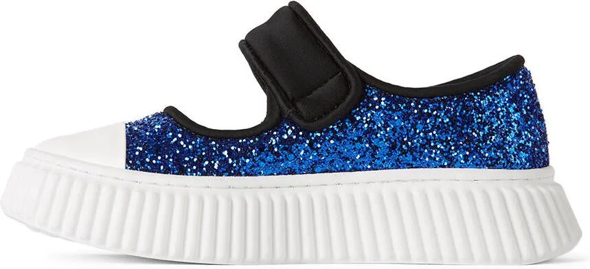 Marni Kids Black & Blue Glitter Velcro Sneakers