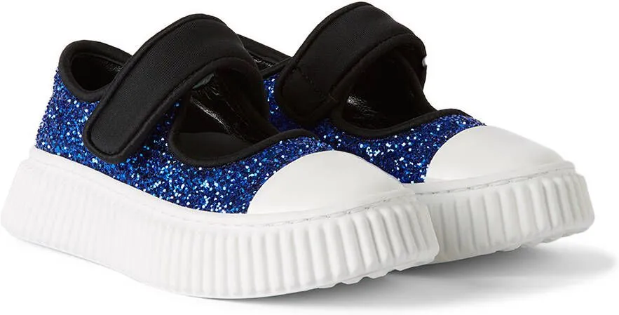 Marni Kids Black & Blue Glitter Velcro Sneakers