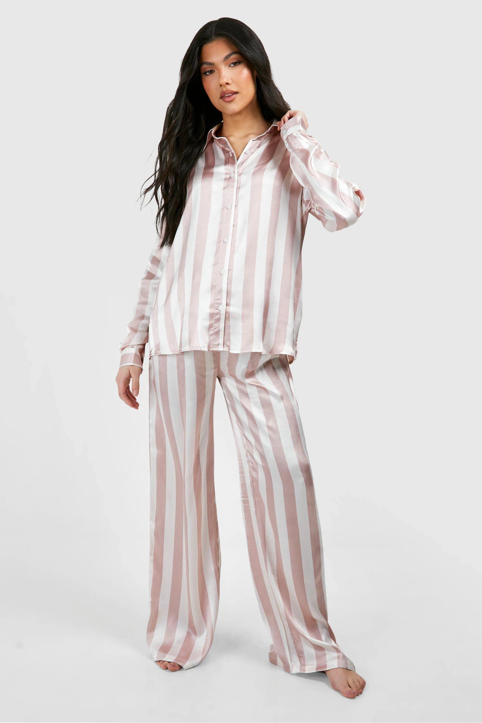 Maternity Satin Stripe Pajama Pants Set