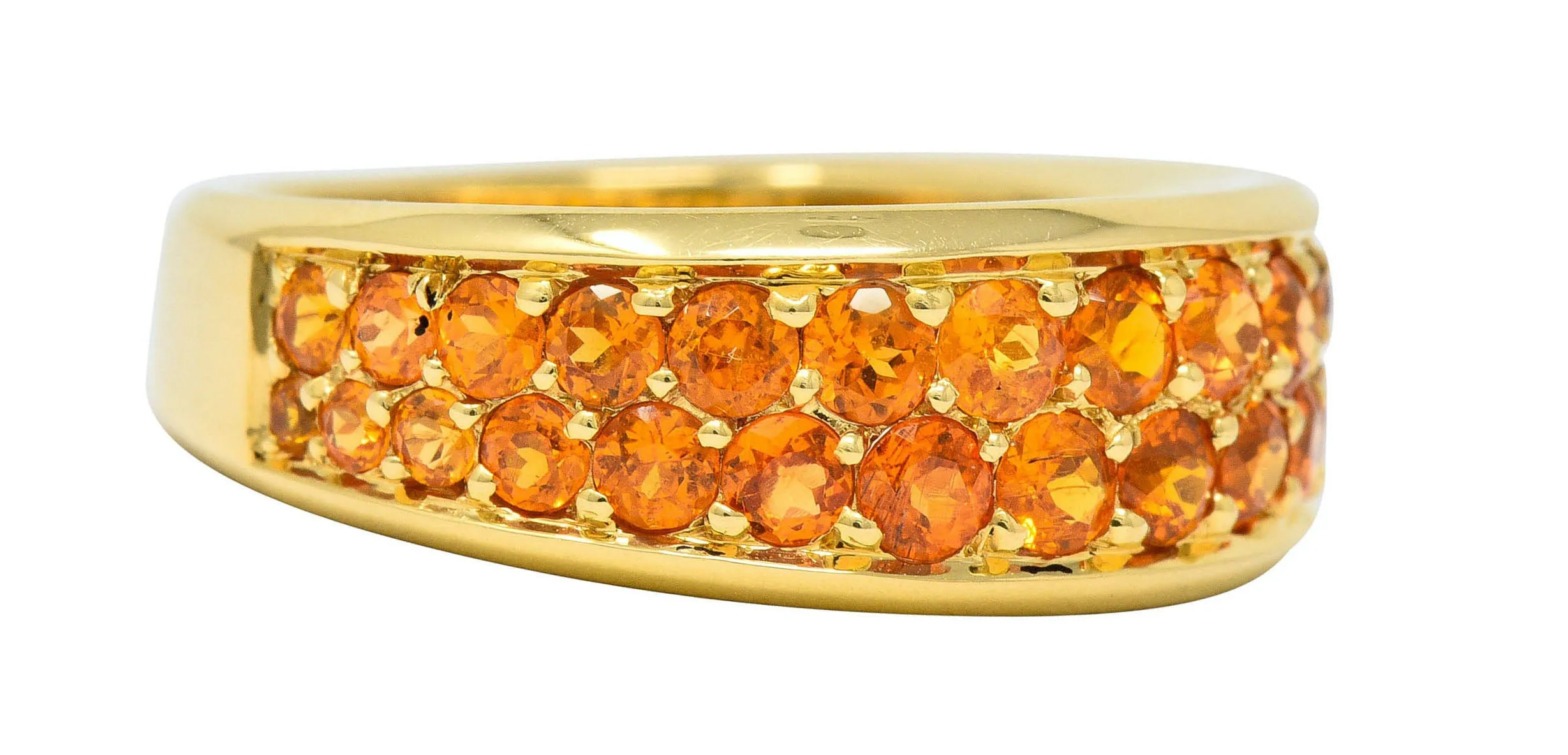 Mauboussin Paris 1.95 CTW Orange Sapphire 18 Karat Gold Pave Band Ring