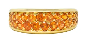 Mauboussin Paris 1.95 CTW Orange Sapphire 18 Karat Gold Pave Band Ring