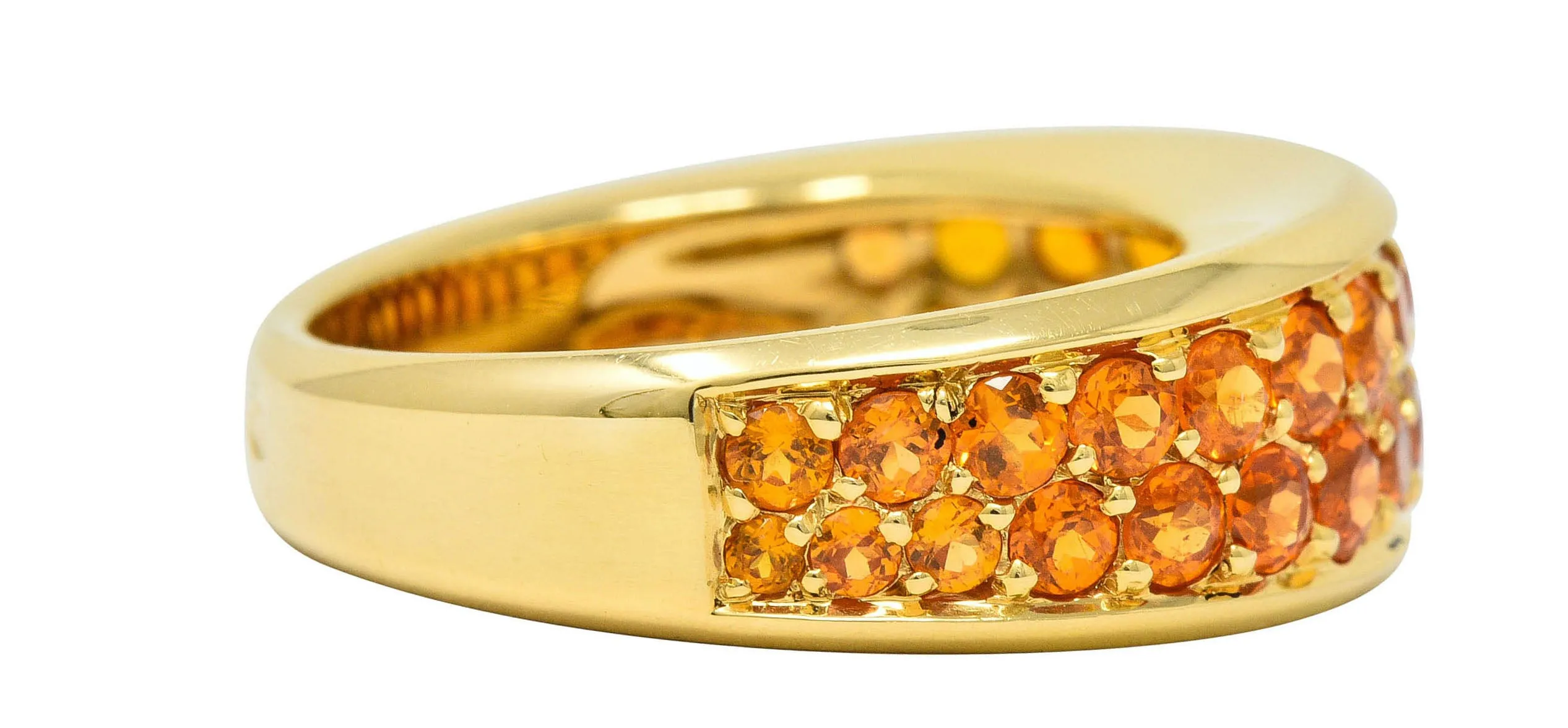 Mauboussin Paris 1.95 CTW Orange Sapphire 18 Karat Gold Pave Band Ring