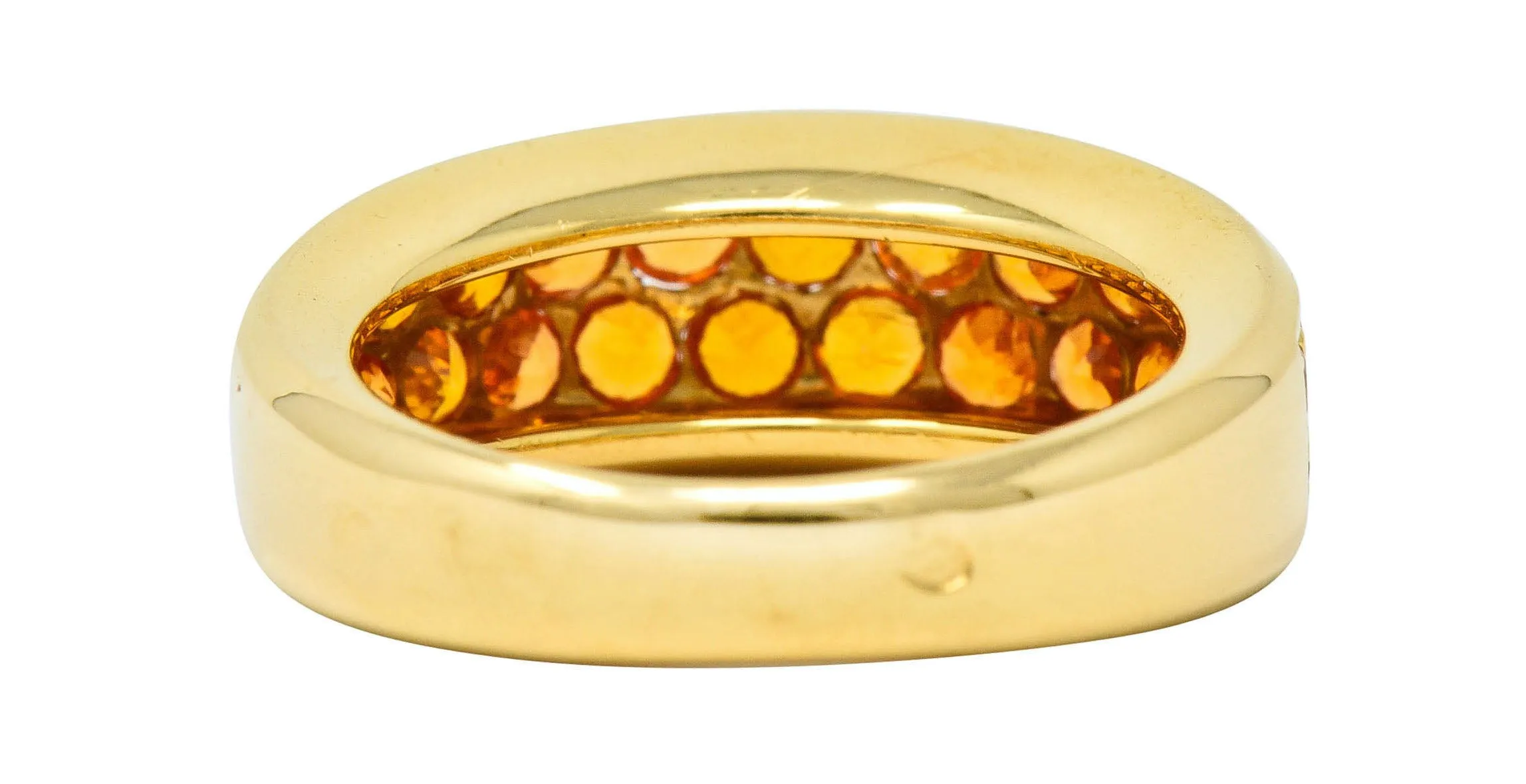 Mauboussin Paris 1.95 CTW Orange Sapphire 18 Karat Gold Pave Band Ring