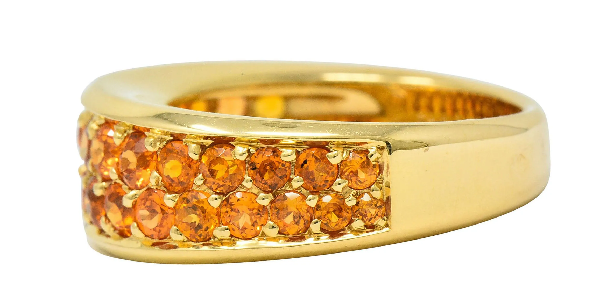 Mauboussin Paris 1.95 CTW Orange Sapphire 18 Karat Gold Pave Band Ring