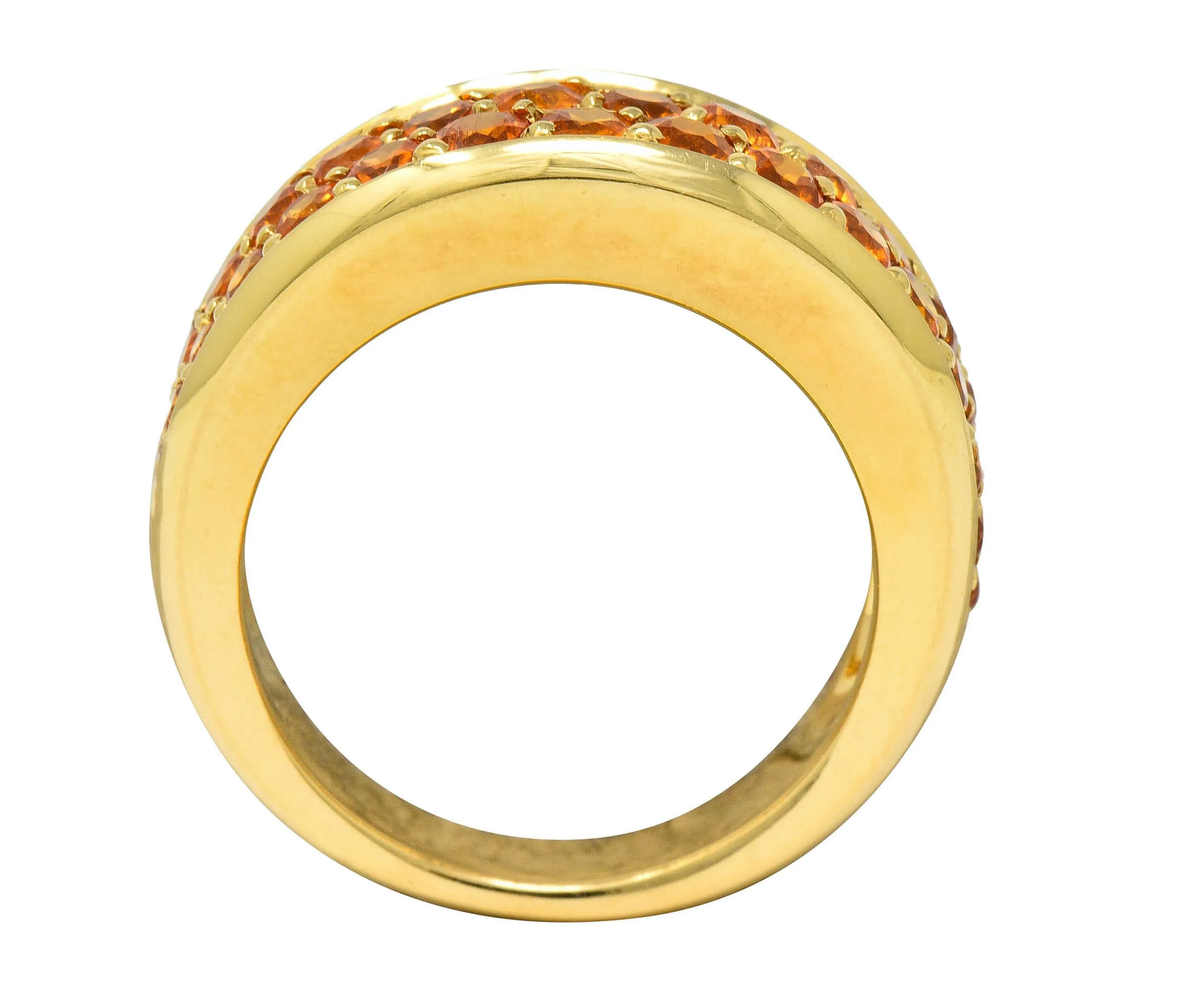 Mauboussin Paris 1.95 CTW Orange Sapphire 18 Karat Gold Pave Band Ring