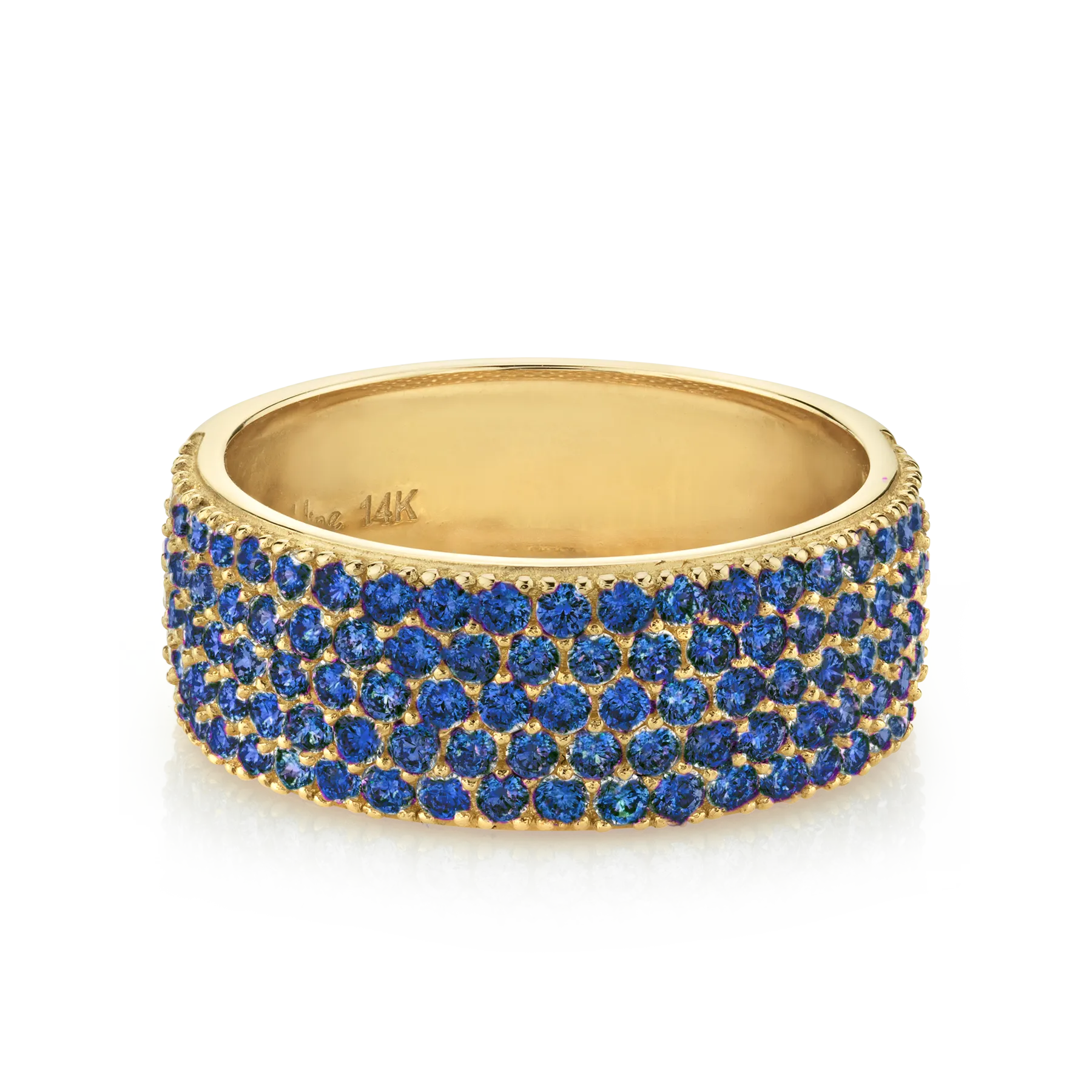 Medium Cigar Band - Blue Sapphire / 14k Yellow Gold