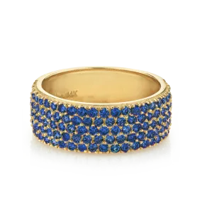 Medium Cigar Band - Blue Sapphire / 14k Yellow Gold