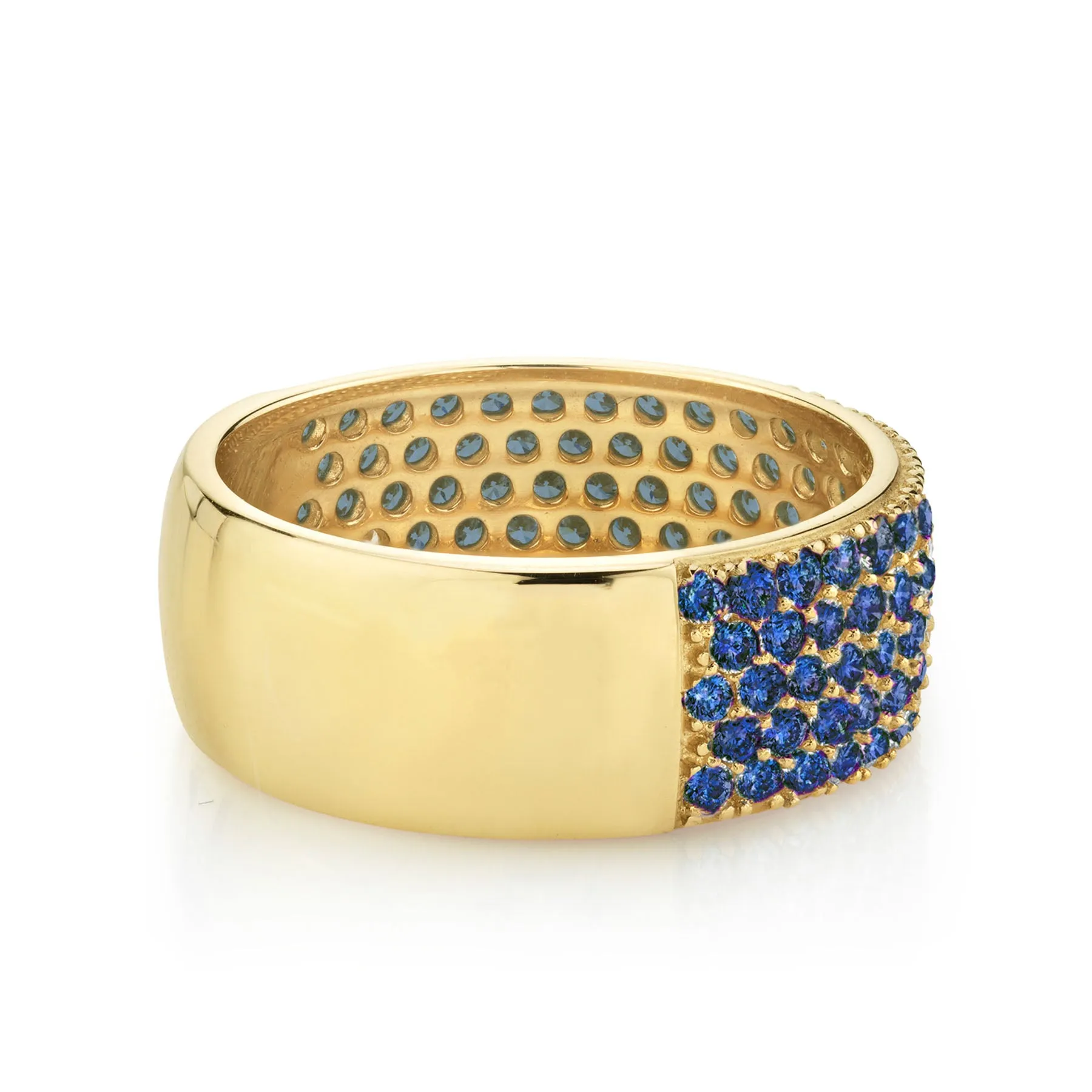 Medium Cigar Band - Blue Sapphire / 14k Yellow Gold