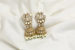 Mehndi Polish Victorian Kundan Jhumka - Green