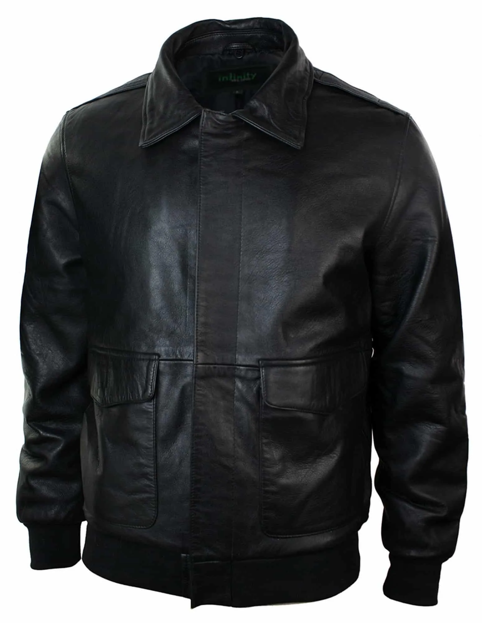 Mens Real Fur Collar Leather Bomber Pilot Flying Jacket Black Brown-Black