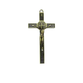 Metal St Benedict Wall Crucifix - 18cm (Bronze gold)/Copper Red