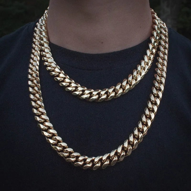 Miami Cuban Link Chain in Yellow Gold (14mm)