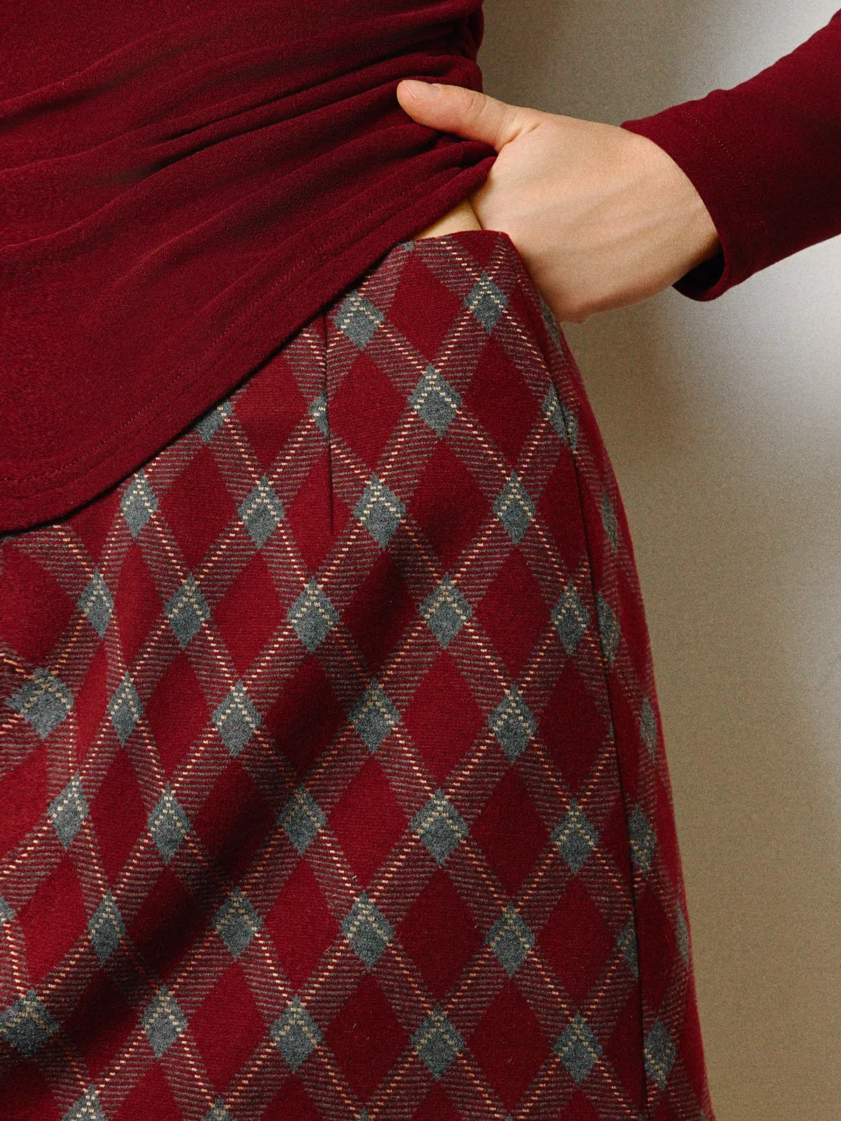 Mid-Waist Tweed Zipper Skirt