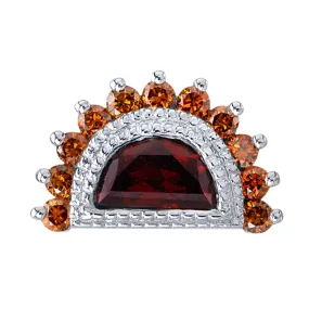 Milgrain Triton Threaded End in Gold with Garnet & Orange Cognac Diamonds