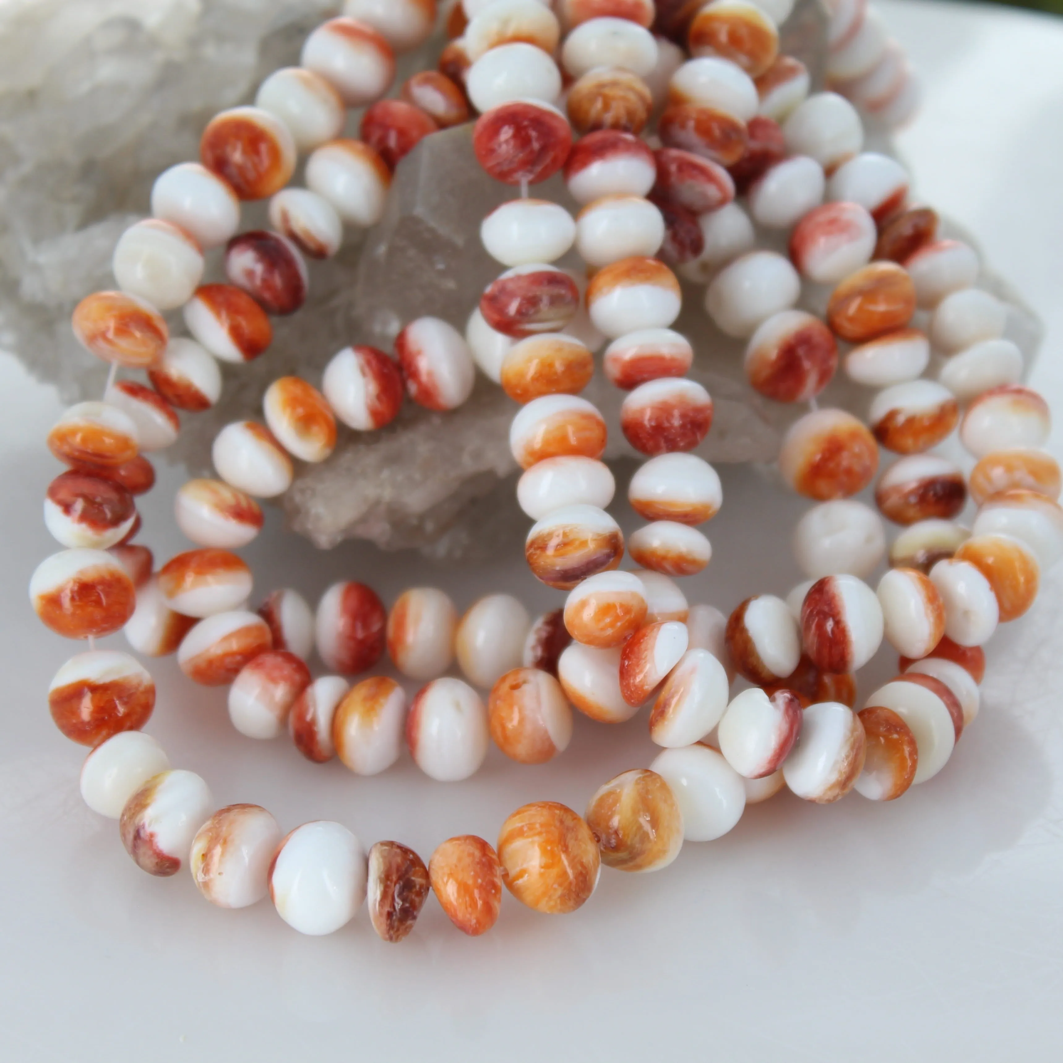 Mixed Shape Orange Spiny Oyster Beads Round 10-12mm 16