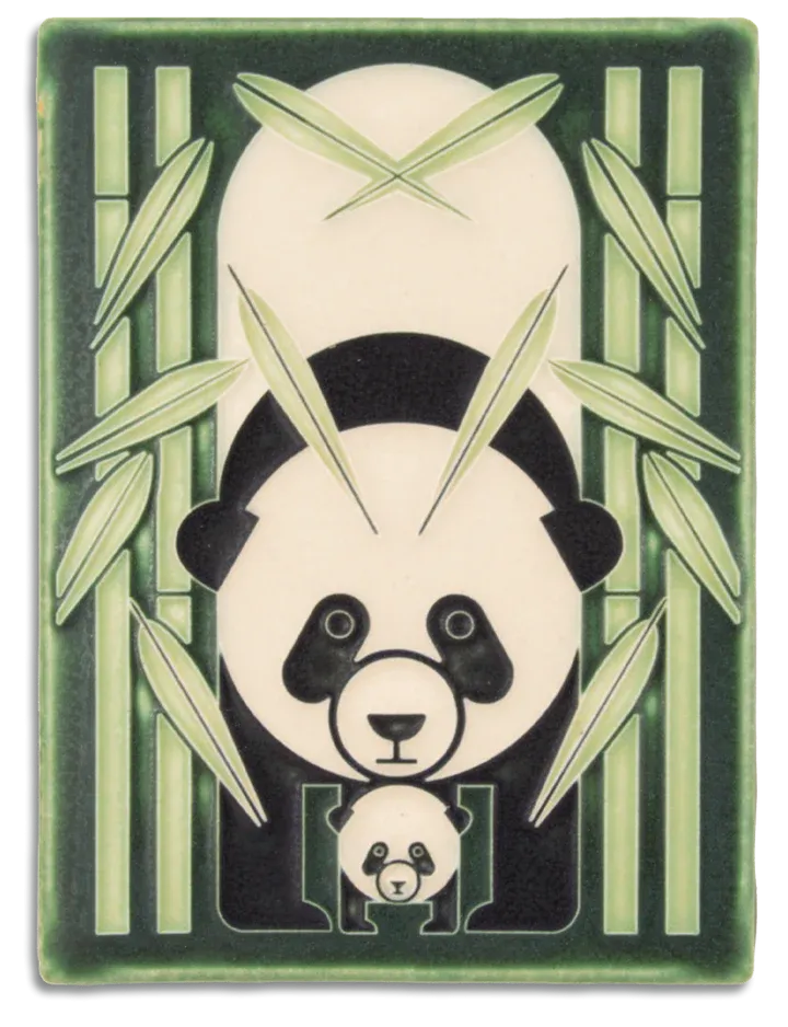 Motawi Tileworks - 6x 8 Tile - 'Panda Panda' (Green) #6880