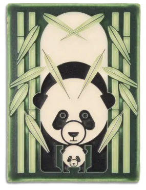 Motawi Tileworks - 6x 8 Tile - 'Panda Panda' (Green) #6880