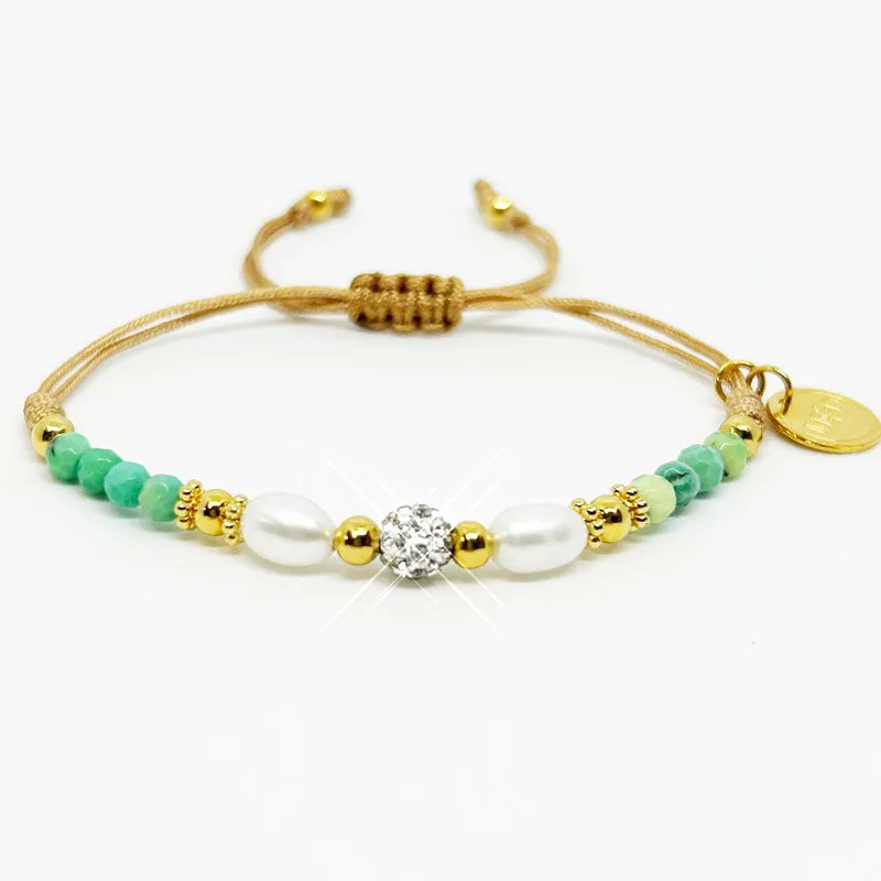 Mother and Daughter Green Natural Stones Bracelet