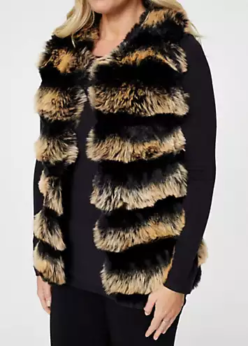 Multi Black Faux Fur Open Front Gilet by Izabel London | Look Again