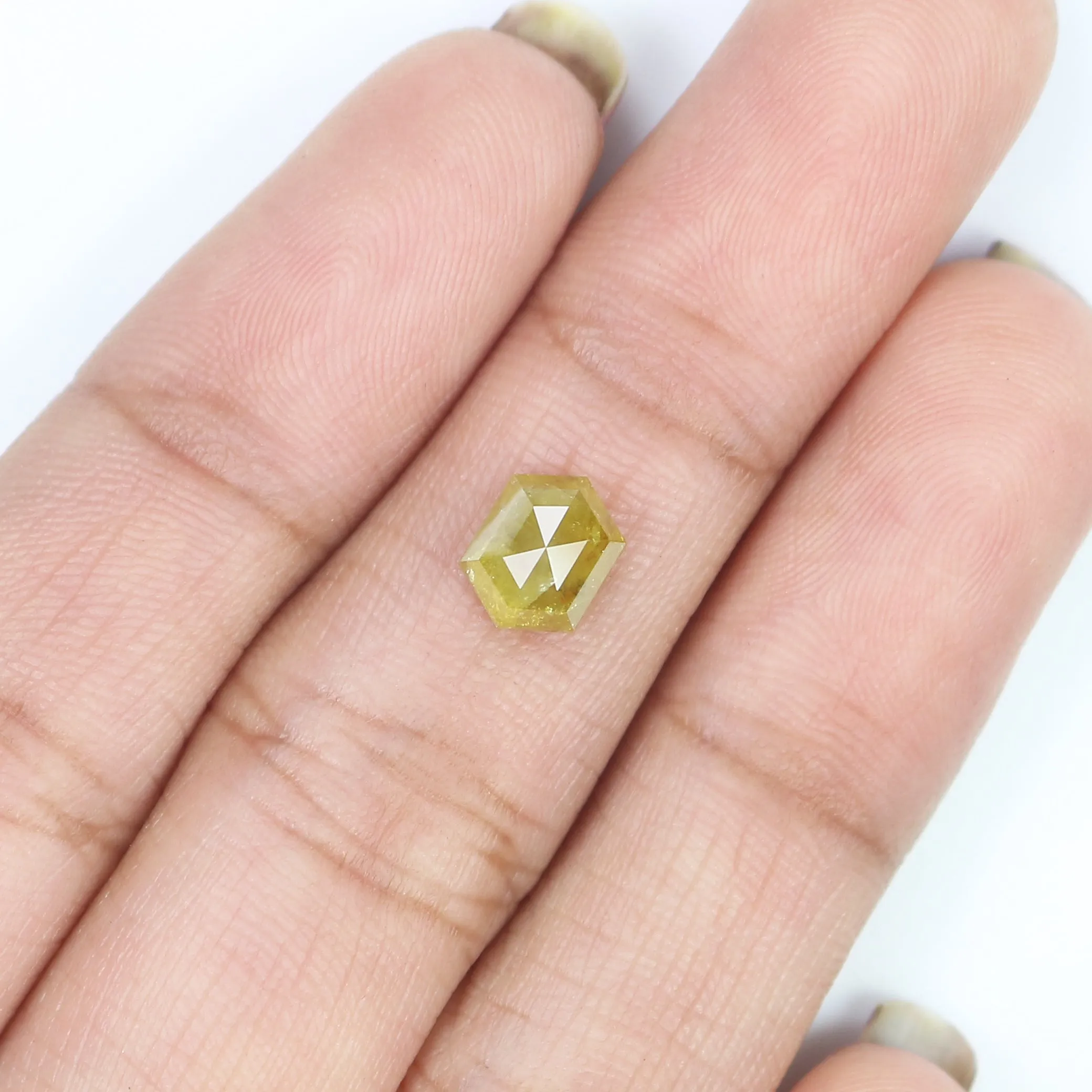 Natural Loose Hexagon Diamond, Yellow Color Diamond, Natural Loose Diamond, Hexagon Rose Cut Diamond, 1.19 CT Hexagon Shape Diam