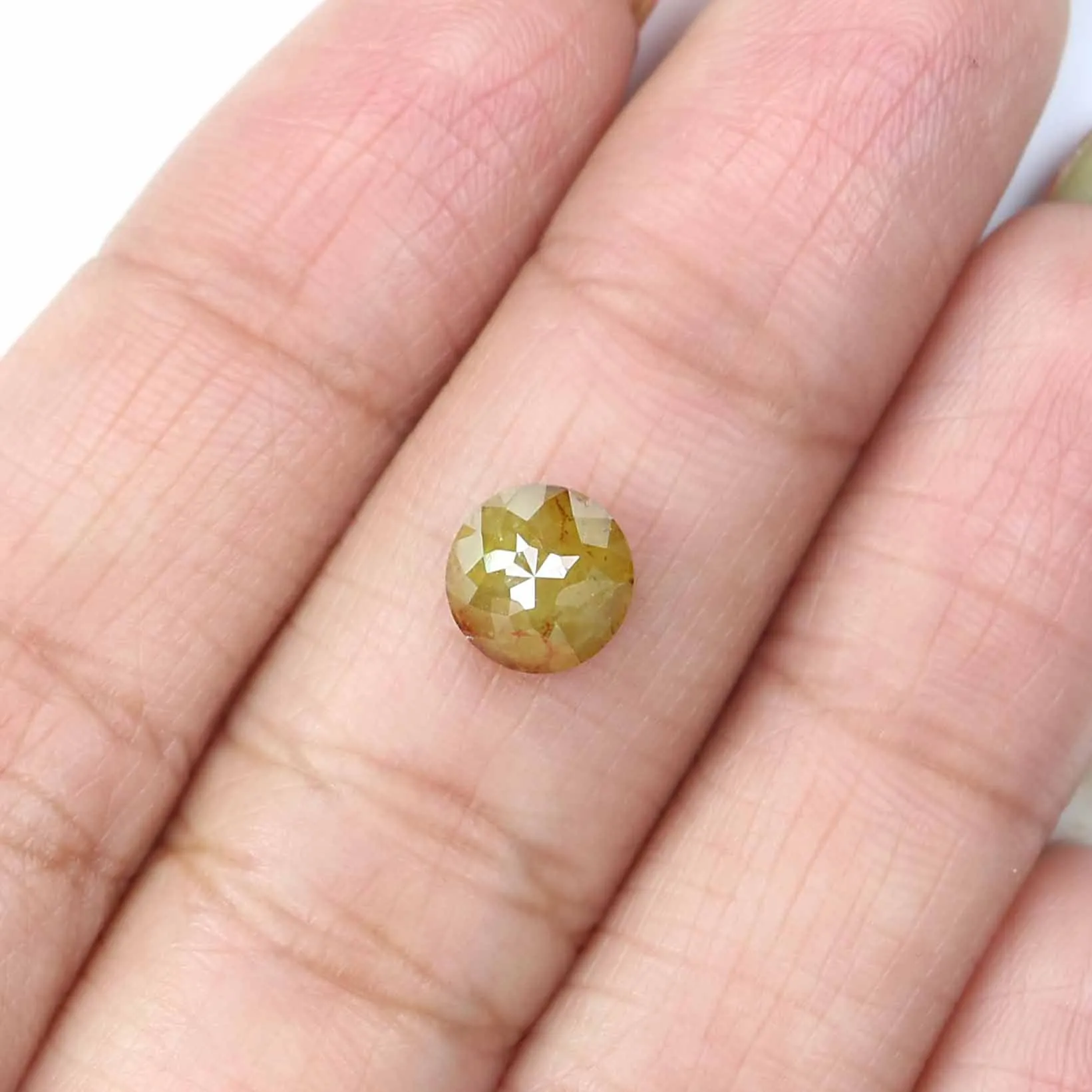 Natural Loose Rose Cut Yellow Color Diamond 1.74 CT 6.80 MM Round Rose Cut Shape Diamond L9856