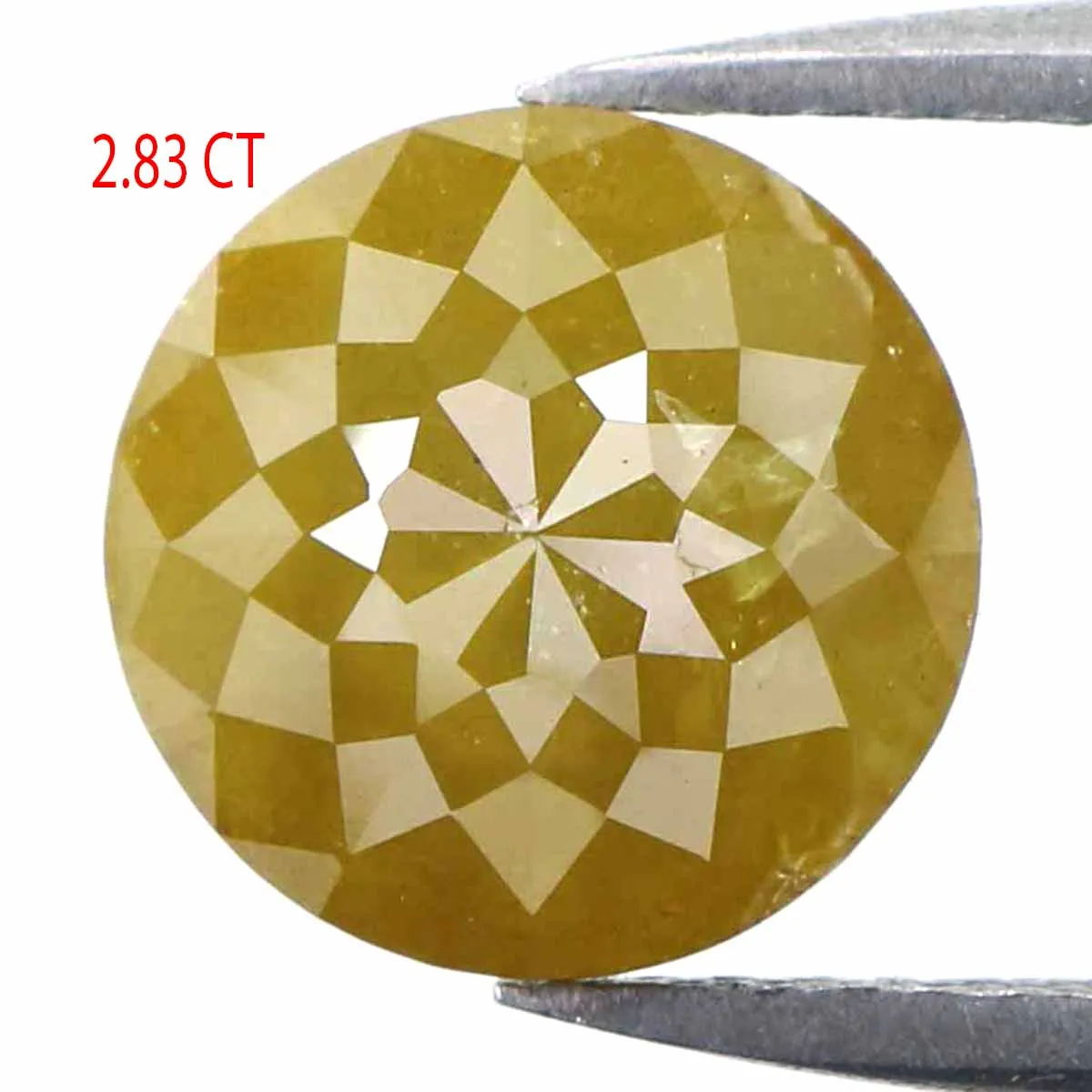 Natural Loose Rose Cut Yellow Color Diamond 2.83 CT 8.20 MM Round Rose Cut Shape Diamond L9949