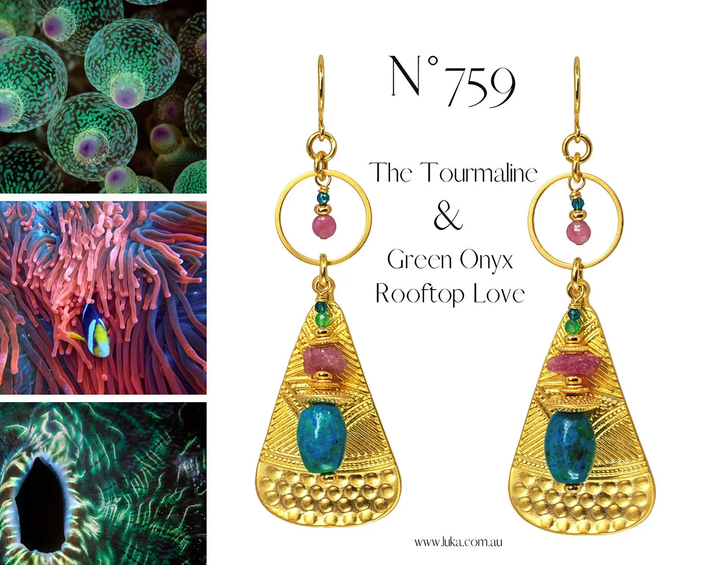 N°759 The Tourmaline & Green Onyx Rooftop Love Statement Earrings