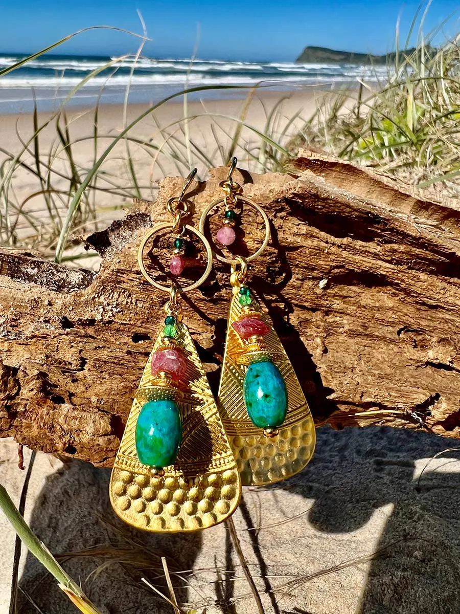 N°759 The Tourmaline & Green Onyx Rooftop Love Statement Earrings