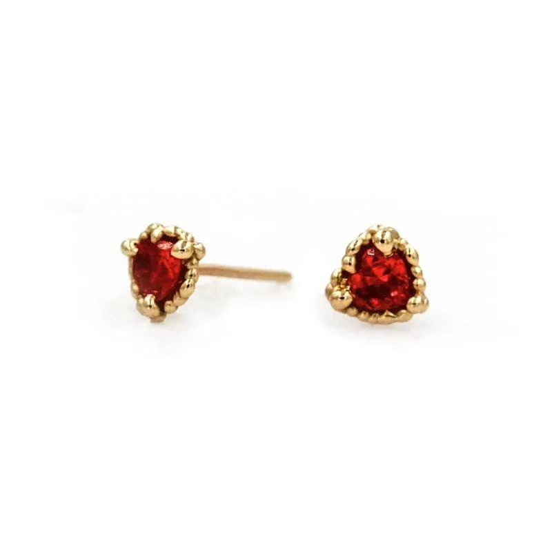 Orange Sapphire Sweetheart Studs