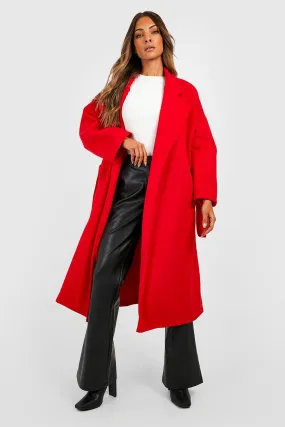 Oversized Belted Wool Look Coat