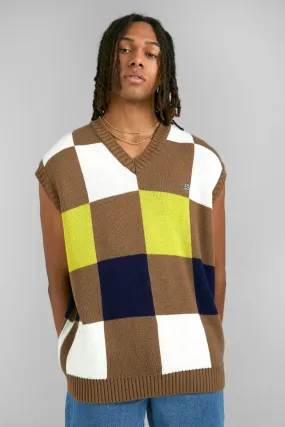 Oversized Patchwork V Neck Knitted Vest