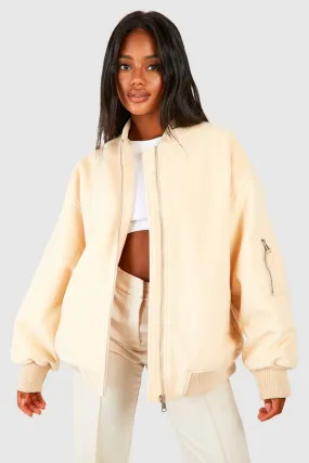 Oversized Wool Look Bomber Jacket