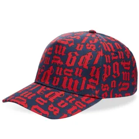 Palm Angels Broken Monogram Logo CapNavy & Red