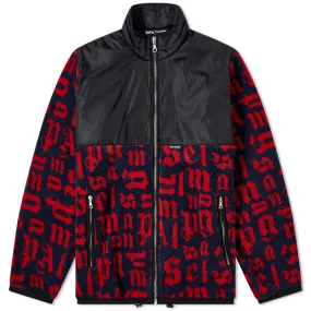 Palm Angels Broken Monogram Logo Pile JacketBlue & Red & Black