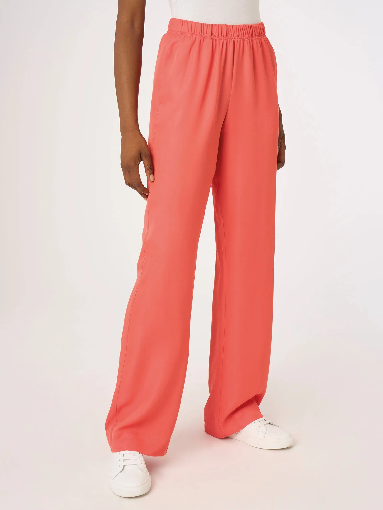 Pantalone a palazzo in Satin - Baked Clay