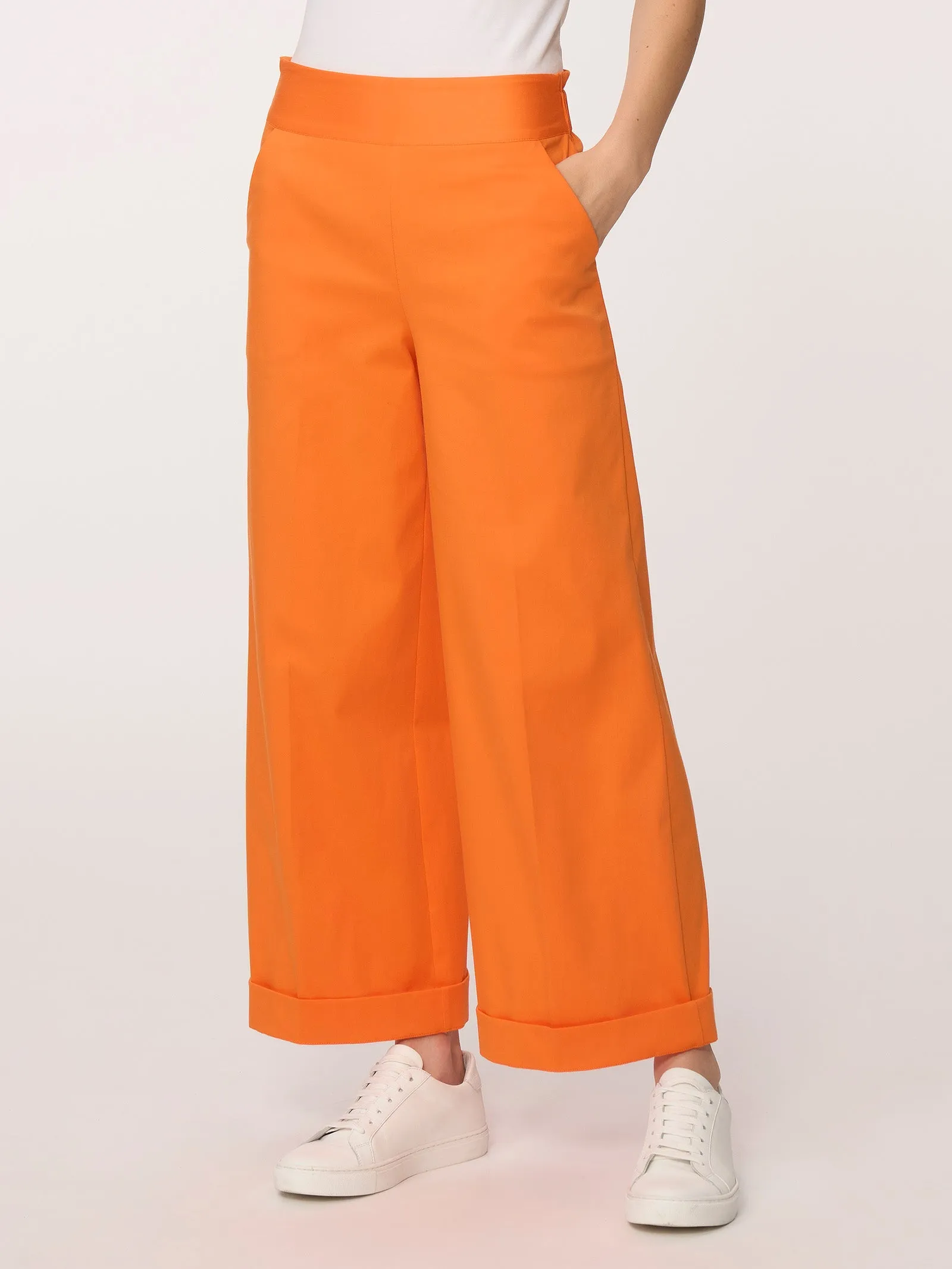 Pantalone ampio alla caviglia con tasche in Satin Power - Aventurine