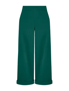 Pantalone ampio alla caviglia con tasche in Satin Power - Aventurine