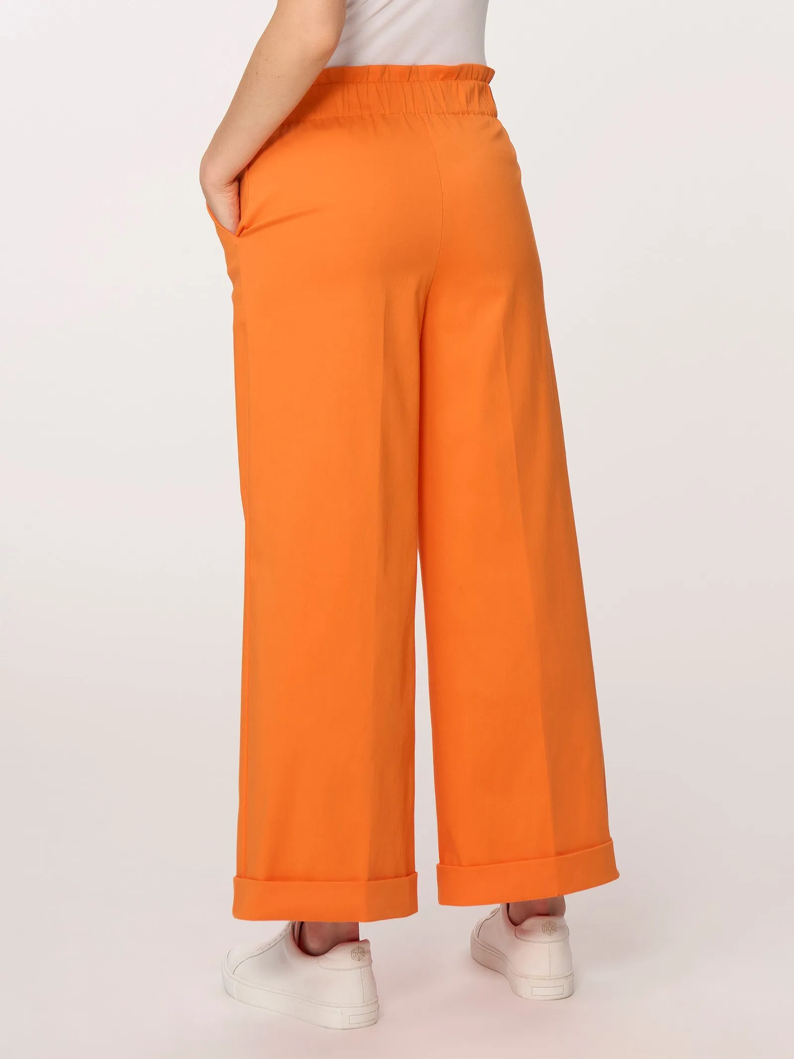 Pantalone ampio alla caviglia con tasche in Satin Power - Aventurine