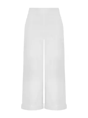 Pantalone ampio alla caviglia con tasche in Satin Power - Bianco