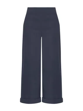 Pantalone ampio alla caviglia con tasche in Satin Power - Bleu